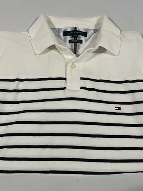 Tommy Hilfiger White Polo with Black Stripes